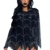 LEG AVENUE Sheer Spiderweb Poncho Embroidered With Rhinestone