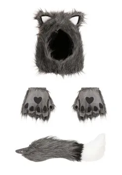 Yao Hats Wolf Hood, Hands & Tail Costume Accessory Kit 9 Yao Hats Wolf Hood, Hands & Tail Costume Accessory Kit -Wolf Costumes Sales Store wolf hood hands tail kit alt 4